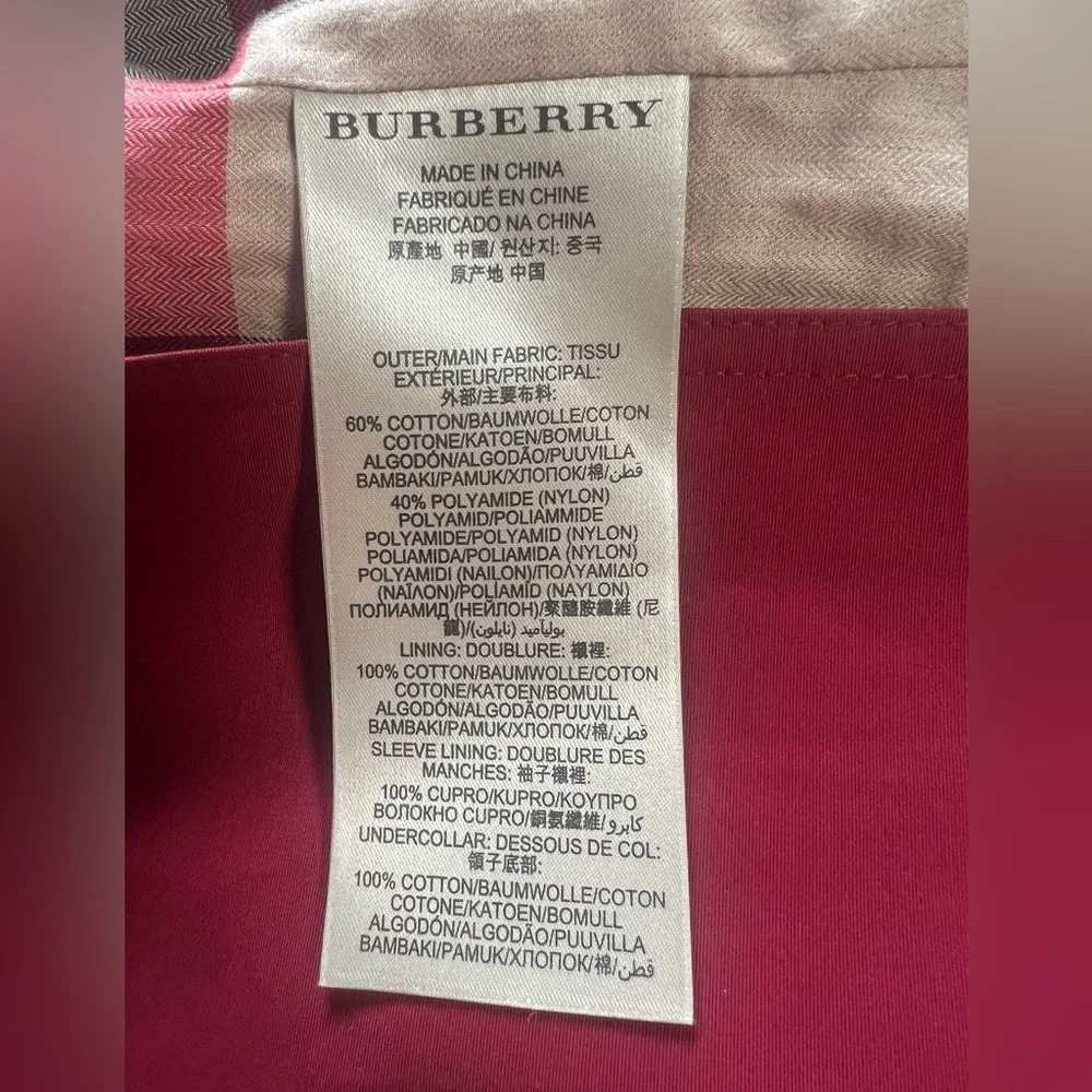 Burberry Brit red cotton blend double breasted trench coat alizarin crimson 8 - Picture 11 of 16